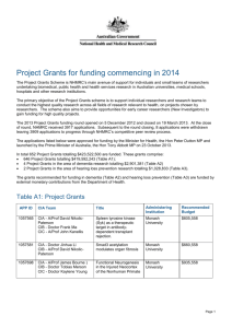 Project Grants for funding commencing in 2014