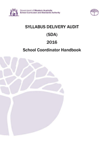 Syllabus Delivery Audit - School Curriculum and Standards Authority