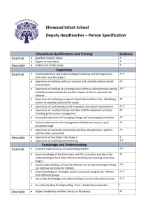 Deputy Headteacher Person Specification
