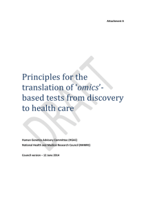 `omics`-based tests from discovery to health care