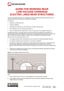 working near low voltage overhead electric lines near structures