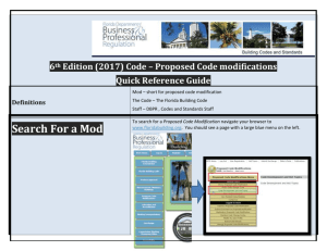 Proposed Code Modifications Quick Reference Guide