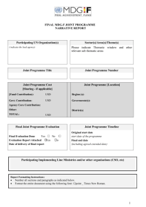 MDG-F Joint Programme Final Narrative Report Template