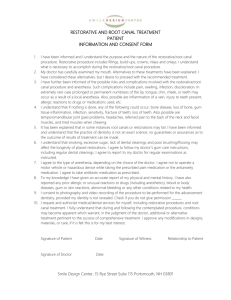 the Restorative/Root Canal Procedure Consent Form