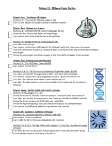 Biology 11: Midyear Exam Outline Biology 11