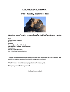 EARLY CIVILIZATION PROJECT DUE – Tuesday, September 20th