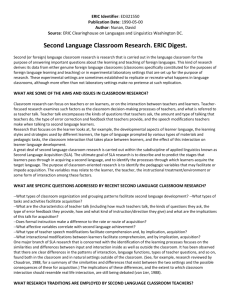 Second Language Classroom Research. ERIC Digest.