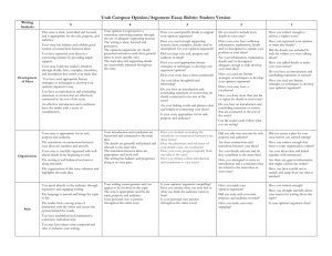 Opinion Rubric - Student Version