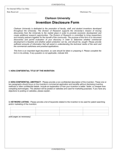 Invention Disclosure - Clarkson University