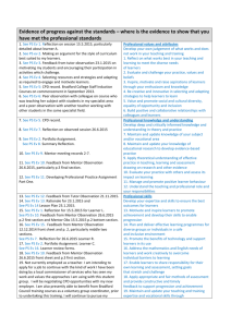 Evidence of progress against the standards (2)