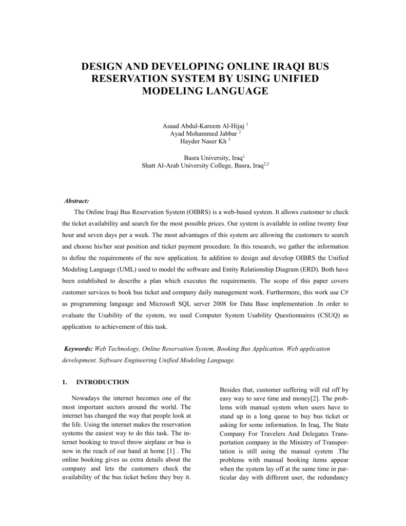 Design And Developing Online Iraqi Bus Reservation System By