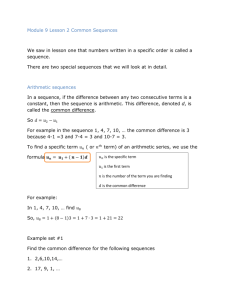 Module 9 Lesson 2 Arithmetic and Geometric Sequences