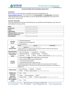 Transient & Stable Cell Line Quotation Inquiry Form Instructions
