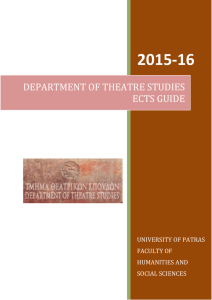 DEPARTMENT OF THEATRE STUDIES ECTS GUIDE