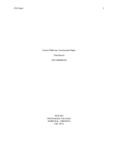 CPA Paper Career Pathways Assessment Paper Tina Rector UIN