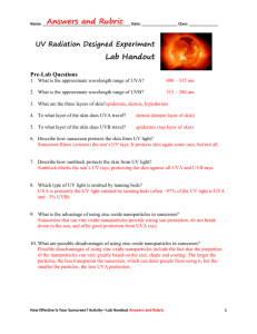 UV Radiation Designed Experiment Lab