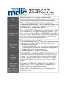 Applying to DDA for the Medicaid Waiver