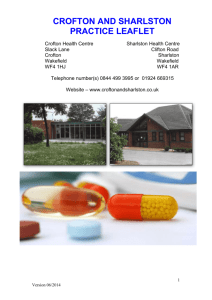 PRACTICE LEAFLET - Crofton & Sharlston Medical Practice