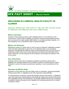 Seclusion in a Mental Health Facility in Illinois – Fact Sheet