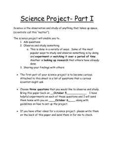 Science Project - Foothills Christian School