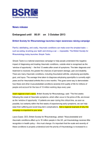 Regional media release - The British Society for Rheumatology