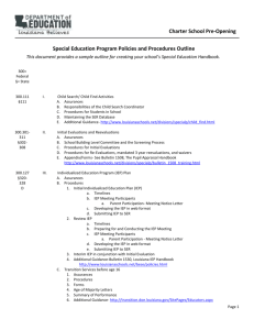 Special Education Program Policies and Procedures Outline