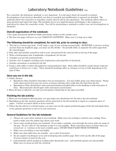 General Guidelines for the lab notebook