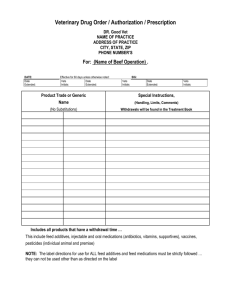 Veterinary Drug Order / Authorization / Prescription Worksheet