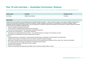 Year 10 unit overview * Australian Curriculum: Science