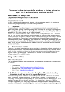 Post 16 Transport Policy Statement 2015