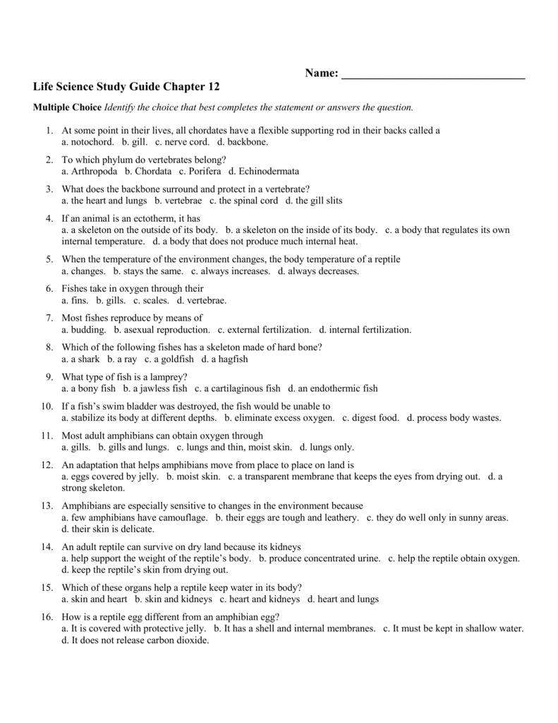 Life Science Chapter 12 Study Guide Life Science Chapter 12 Study Guide