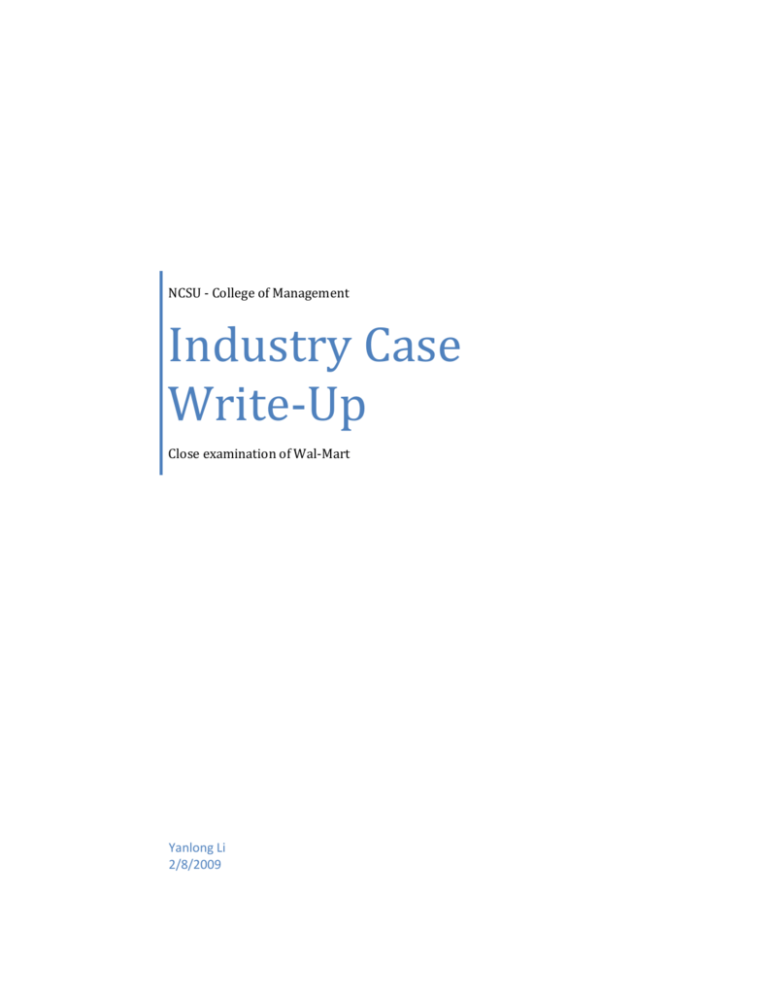 Industry Case Write Up