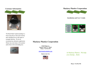 Installation and User`s Guide - Mackesy Plastics Corporation