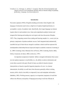 Crossley, S. A., Clevinger, A., & Kim, Y. (in press). The role of lexical