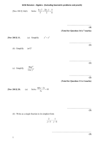 Worksheet: GCSE Revision Questions - General Algebra