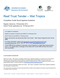 Reef Trust Tender - Department of the Environment