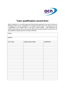 Tutor Qualification Record Form
