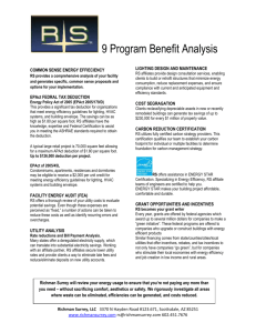 9 Program Benefit Analysis COMMON SENSE ENERGY