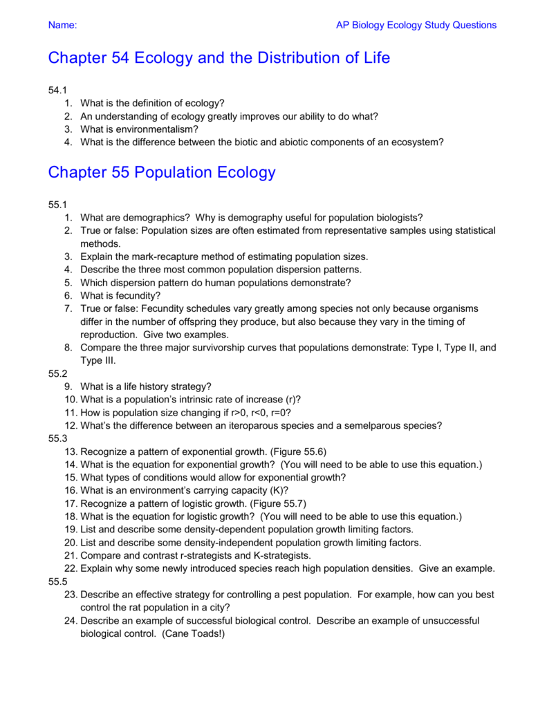 name-ap-biology-ecology-study-questions-chapter-54-ecology
