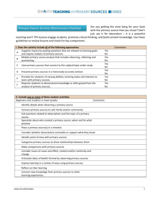 2014 Primary Source Activity Effectiveness Checklist