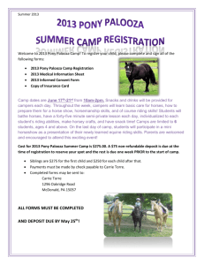 2013 Pony Palooza Summer Camp Registration