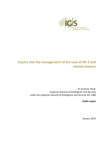 Inquiry into the management of the case of Mr E and related matters