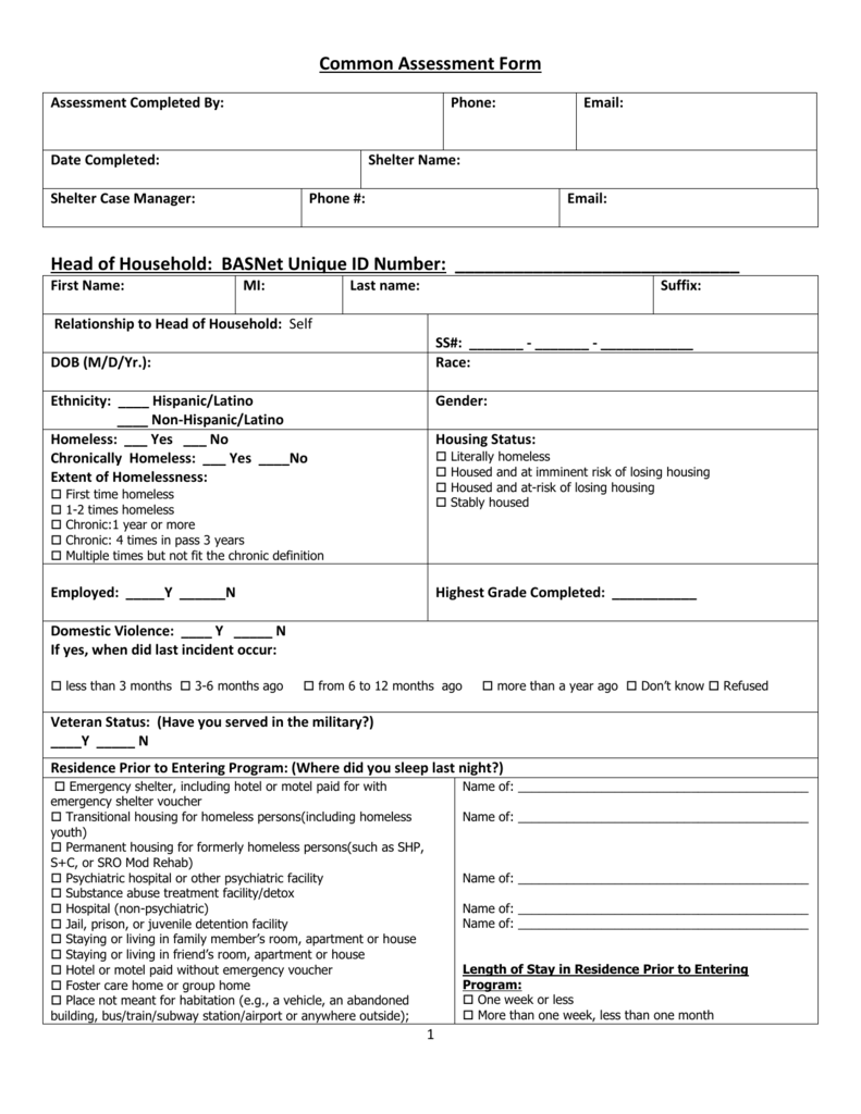 Homeless Case Management Assessment Forms 042022