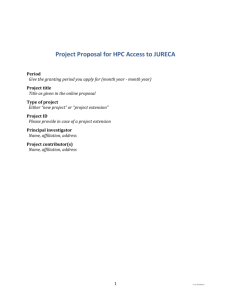 Project Proposal for HPC Access to JURECA