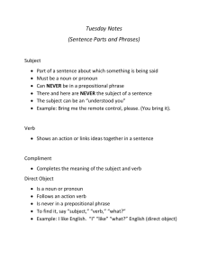 Tuesday Grammar Warm Up Notes