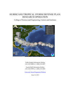 Hurricane/Tropical Storm Defense Plan: Research Operation