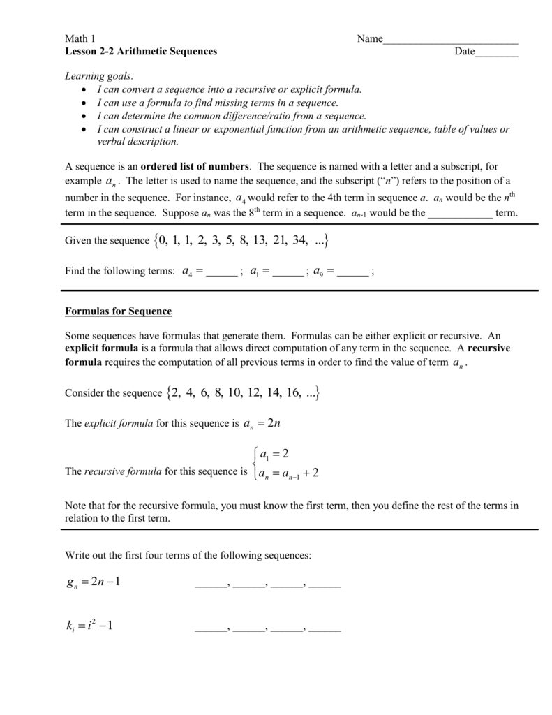 Arithmetic Sequences