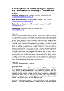 A Working Model for Teacher Training in Computing