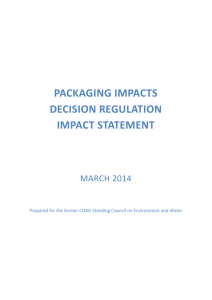 Packaging Impacts Decision Regulation Impact Statement