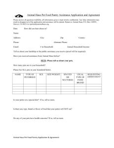 Animal Haus Pet Food Pantry Assistance Application and Agreement